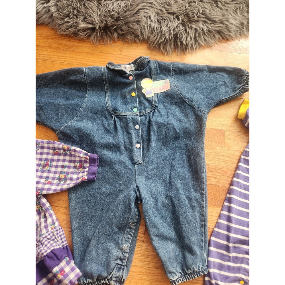 Vintage Offspring Denim Romper Baby Girls 18M Blue Cotton One Piece Best Years
